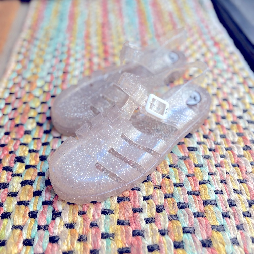 JuJu UK jelly sandals - clear silver glitter - 8